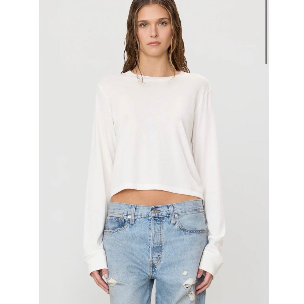 NWOT Eterne Long Sleeve Boxy Tee in White SZ L